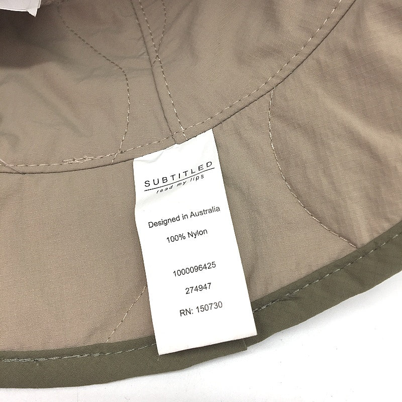 Subtitled Quilted Reversible Bucket Hat Unisex One Size Green & Khaki NEW