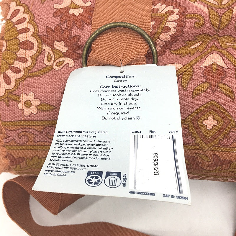 Kirkton House Cotton Boho Orange Pink Outdoor Picnic Rug with Carry-on Strap NEW
