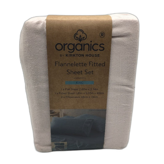 Organics by Kirkton House Flannelette Fitted Hushed Violet Sheet Set KING NEW