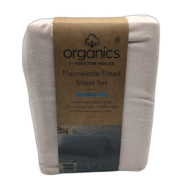 Organics by Kirkton House Flannelette Fitted Hushed Violet Sheet Set KING NEW