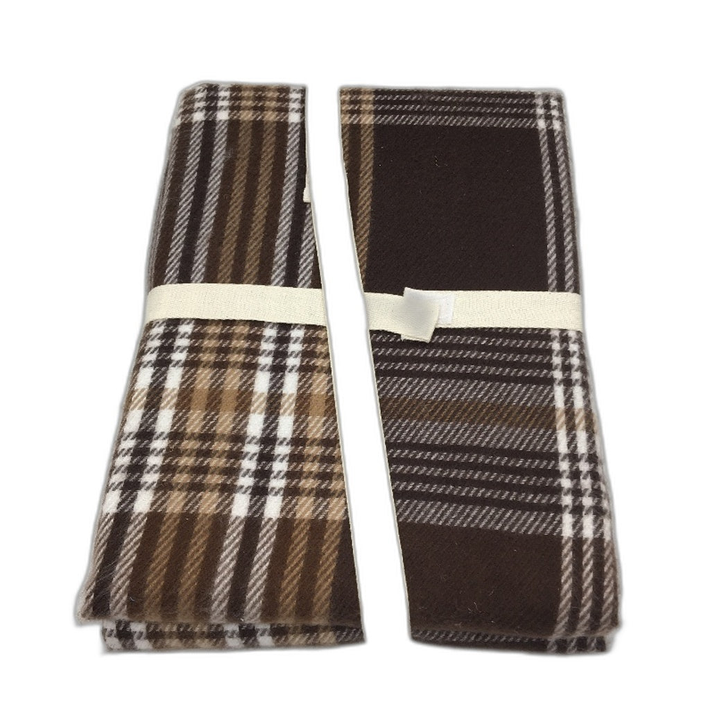 Kirkton House Soft Fleece Lightweight Brown Tan Check Throw Blanket NEW