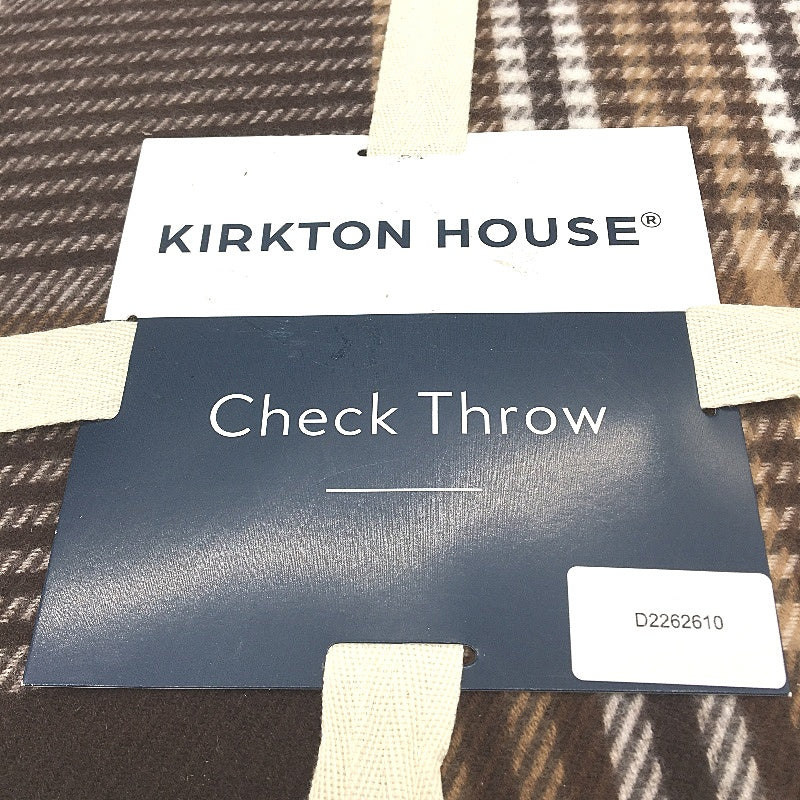 Kirkton House Soft Fleece Lightweight Brown Tan Check Throw Blanket NEW