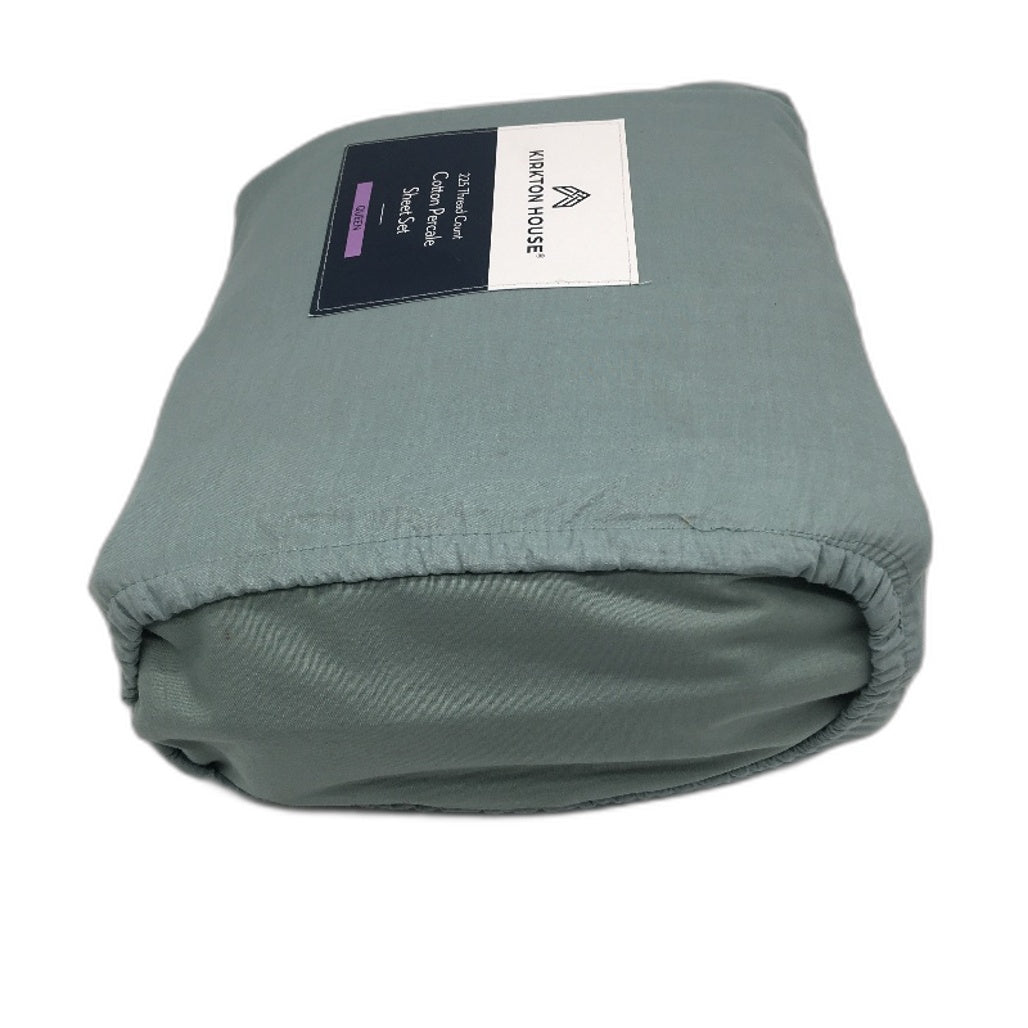 Kirkton House Mint Green 225 Thread Count Cotton Percale Sheet Set QUEEN NEW