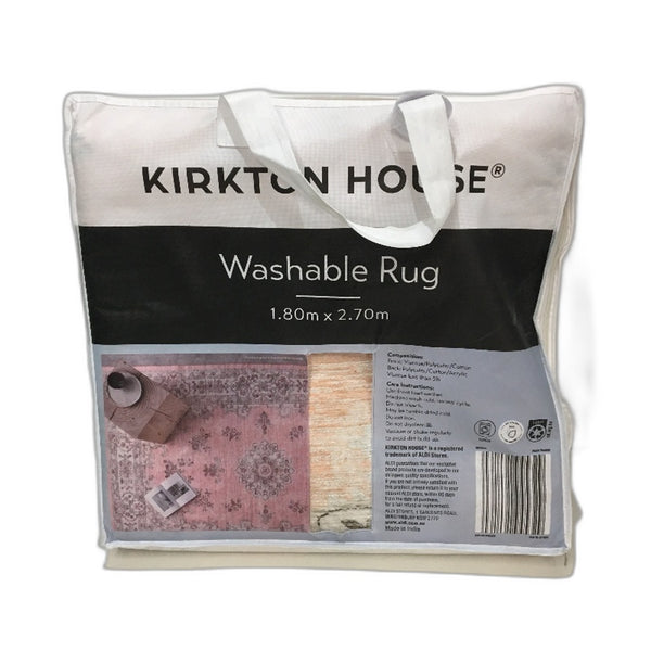 Kirkton House Peach Vintage Machine Washable Foldable Rug 1.8 x 2.7m NEW