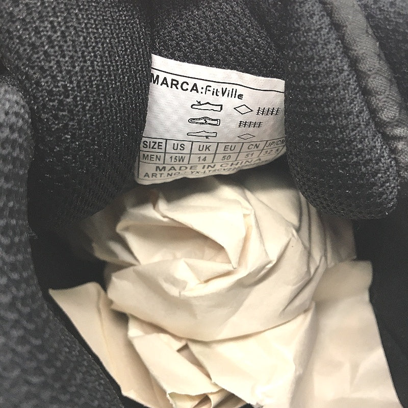 Fitville Black Low Top Sturdy Core Leather Look Sneakers Mens US 15 WIDE NEW