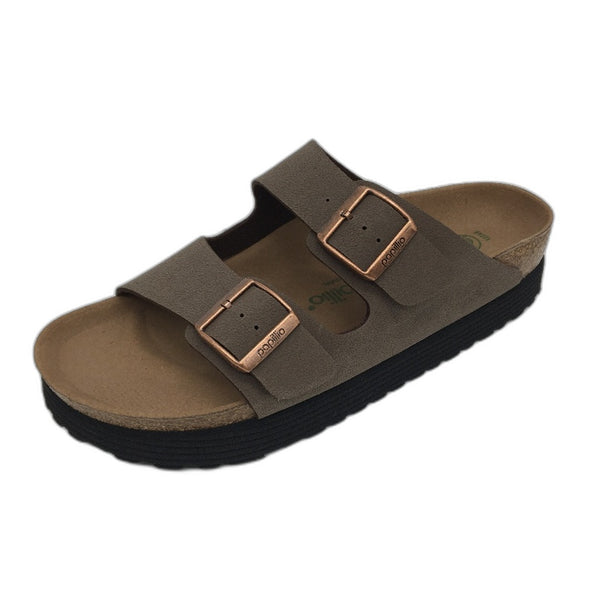 Papillio Vegan PU Leather Look Brown Slide Sandals Unisex US M9 L11 EU 42 NEW