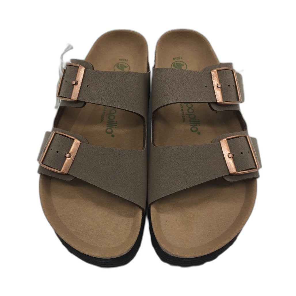 Papillio Vegan PU Leather Look Brown Slide Sandals Unisex US M9 L11 EU 42 NEW