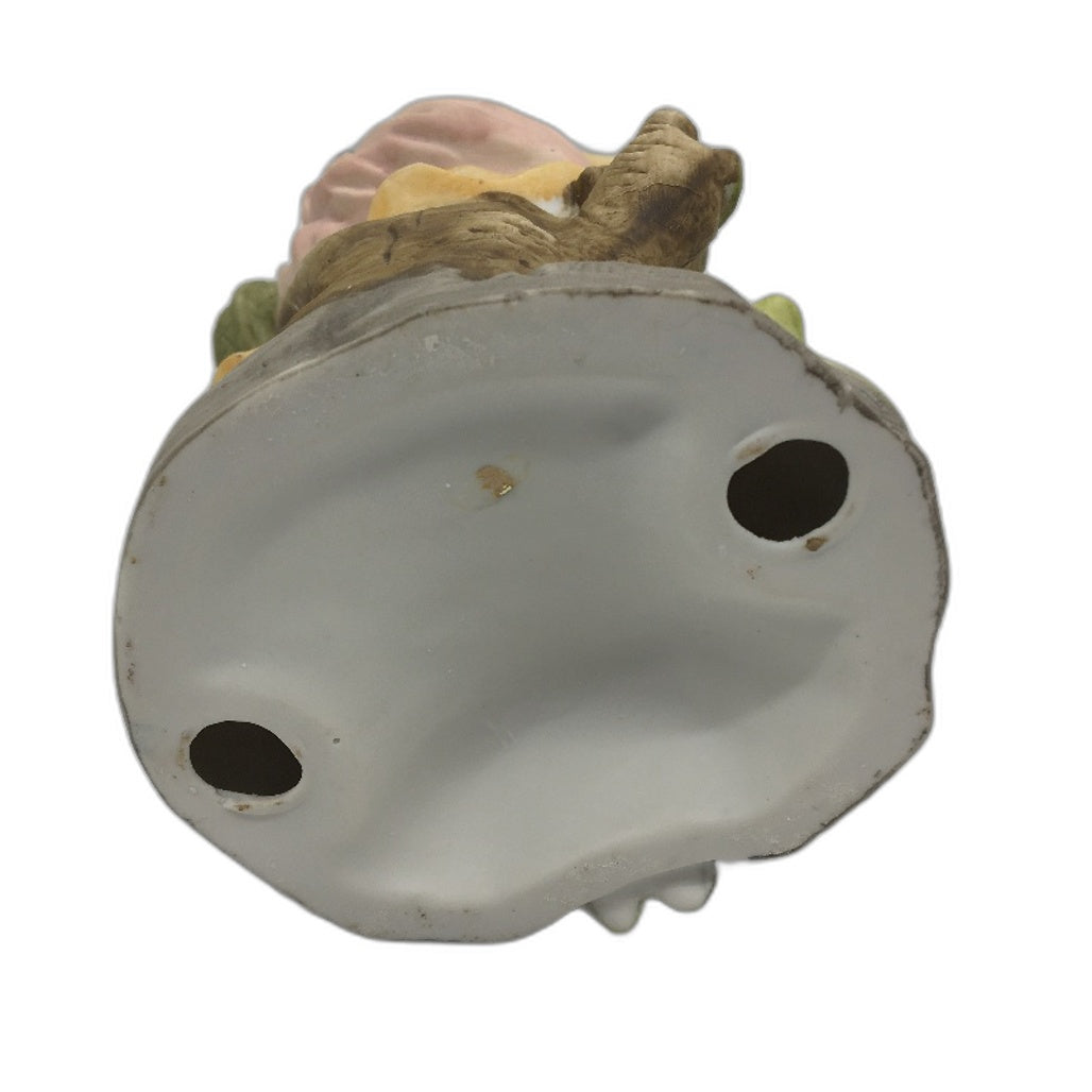 VINTAGE Collectable 31cm Lady In Hat With Flowers & Basket Porcelain Figurine