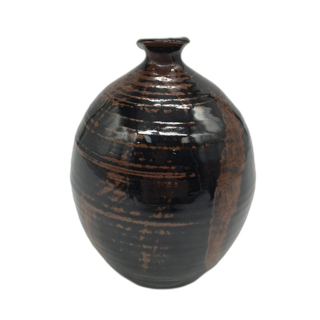 VINTAGE Non Matching Artisan Handcrafted Stoneware Pottery Brown Glazed Vases