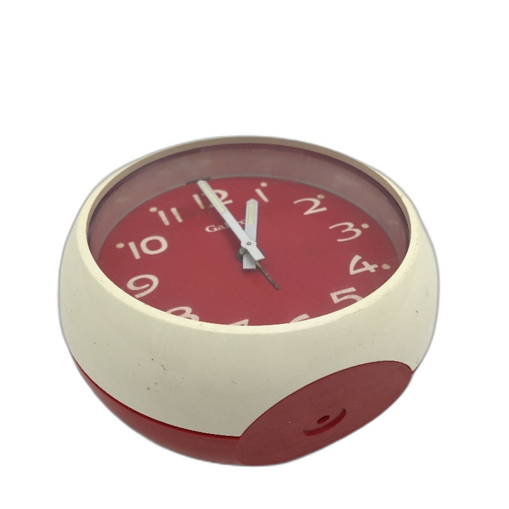 RETRO Red & Cream Plastic Case Galleon Wind Up Alarm Clock Made In Hong Kong