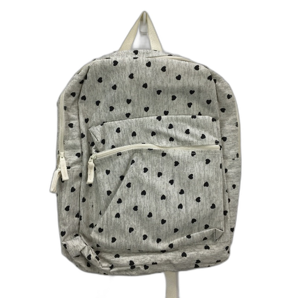 Everyday Light Grey With Mini Black Hearts Multi Compartment Backpack NEW