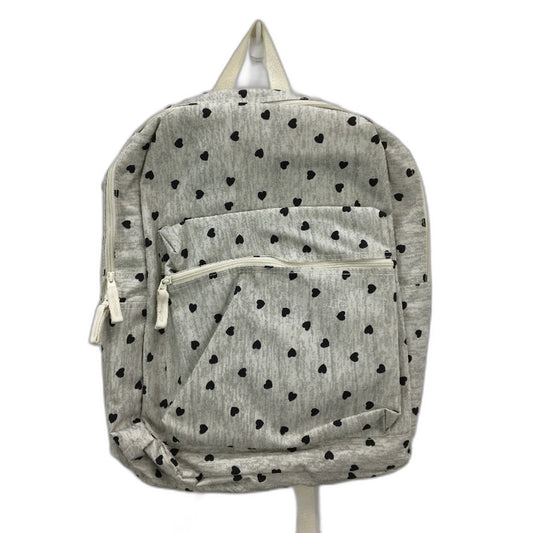 Everyday Light Grey With Mini Black Hearts Multi Compartment Backpack NEW