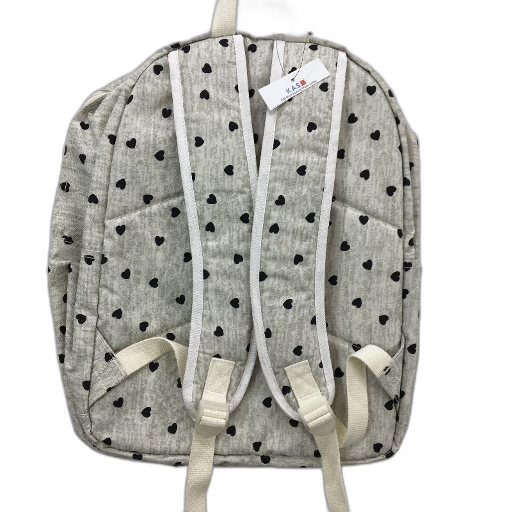 Everyday Light Grey With Mini Black Hearts Multi Compartment Backpack NEW