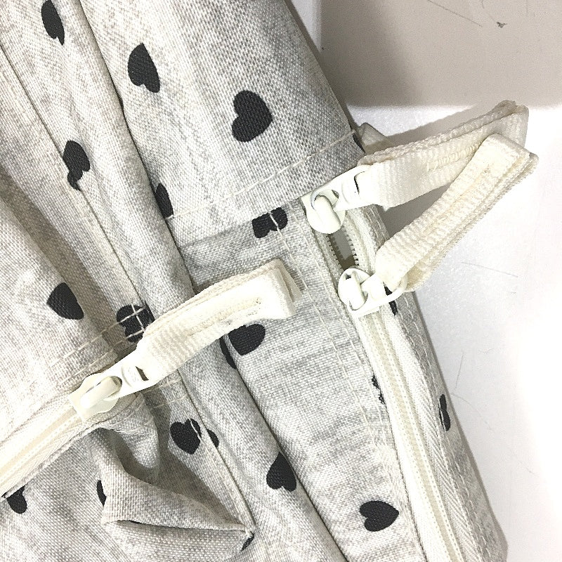 Everyday Light Grey With Mini Black Hearts Multi Compartment Backpack NEW