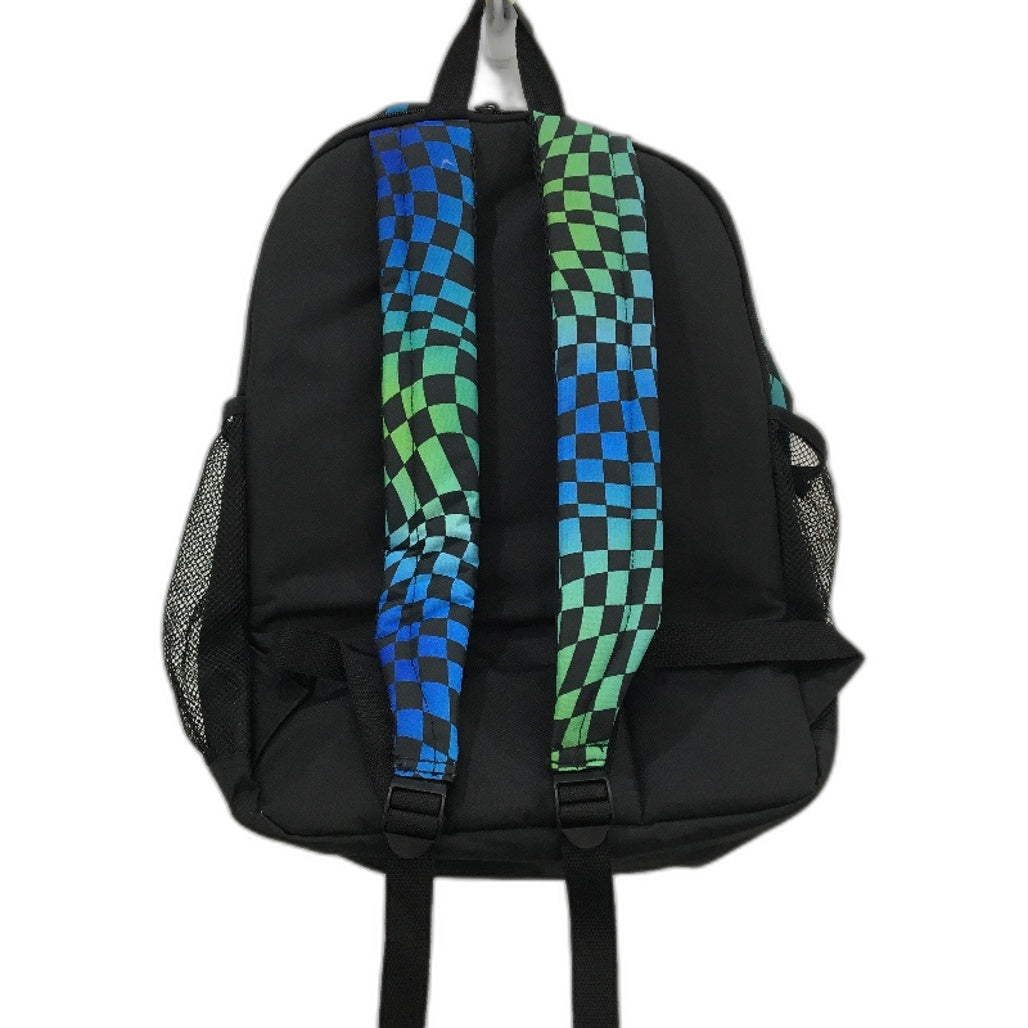 Travelway Black Green Check Multi Compartment Backpack & Drink Bottle Set NEW