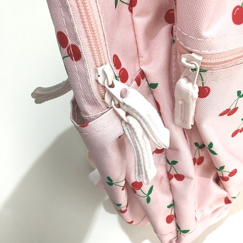 Travelway Pink & Red Cherrys Multi Compartment Youth School Backpack NEW