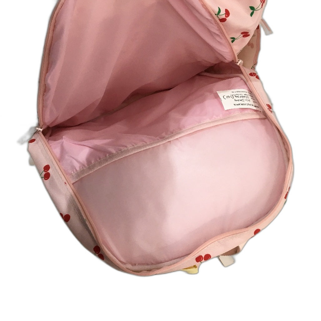 Travelway Pink & Red Cherrys Multi Compartment Youth School Backpack NEW