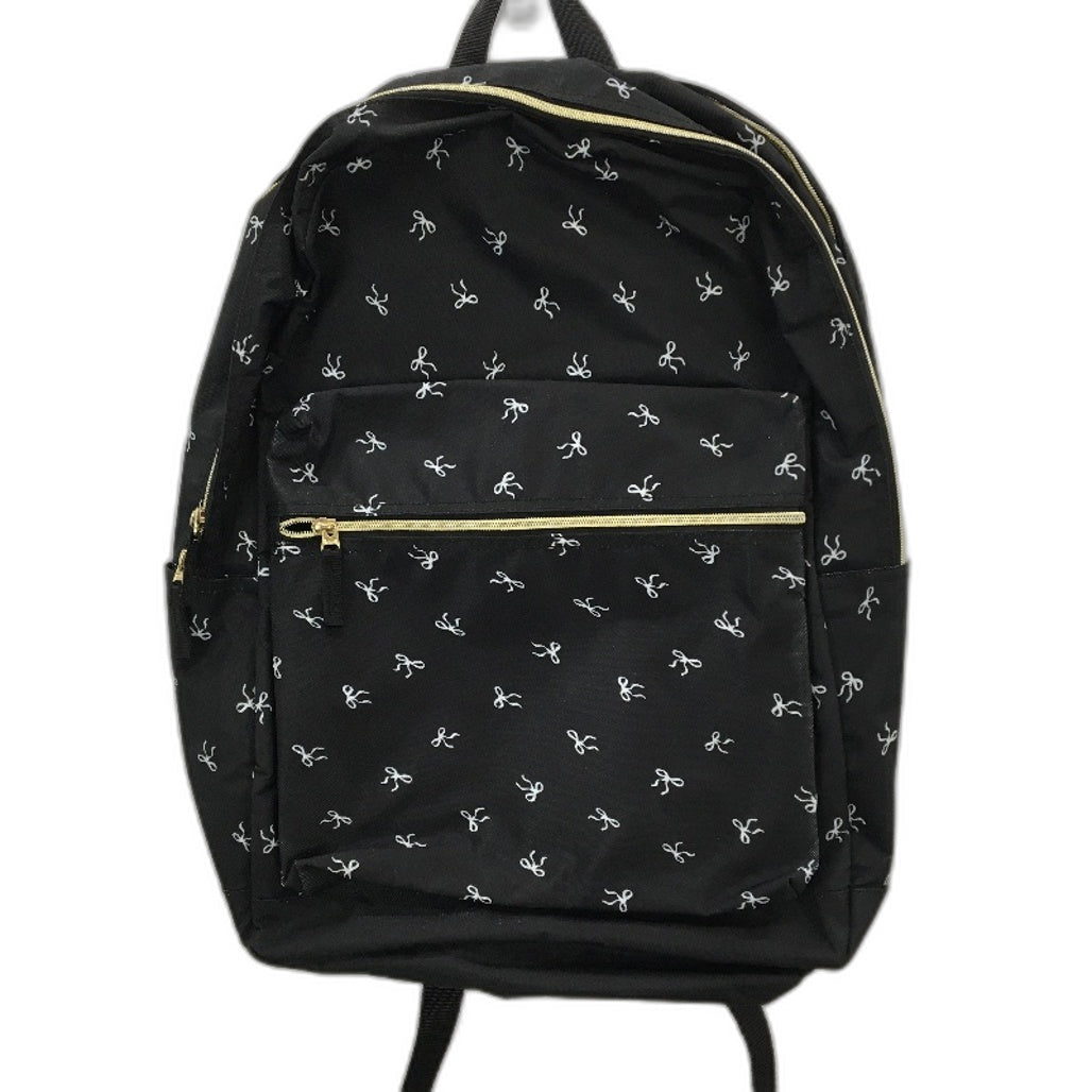 Travelway Black Mini Bows Multi Compartment Lightweight Gold Zips Backpack NEW