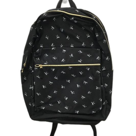 Travelway Black Mini Bows Multi Compartment Lightweight Gold Zips Backpack NEW