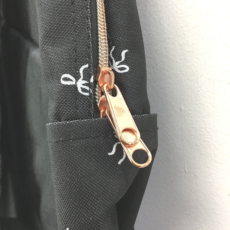 Travelway Black Mini Bows Multi Compartment Lightweight Rs Gold Zip Backpack NEW