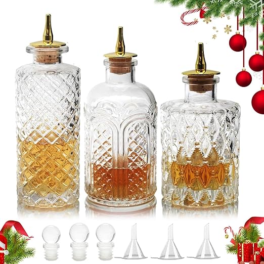 SuproBarware 3 Piece Bitters Bottles for Cocktails with Dash Tops NEW