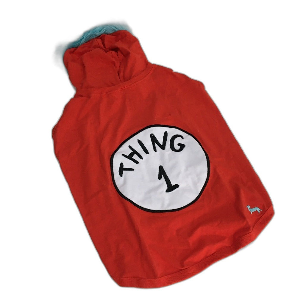 Peter Alexander Dr Seuss Thing 1 Fur Lined Hood Pet Dog Hoodie Size XL NEW