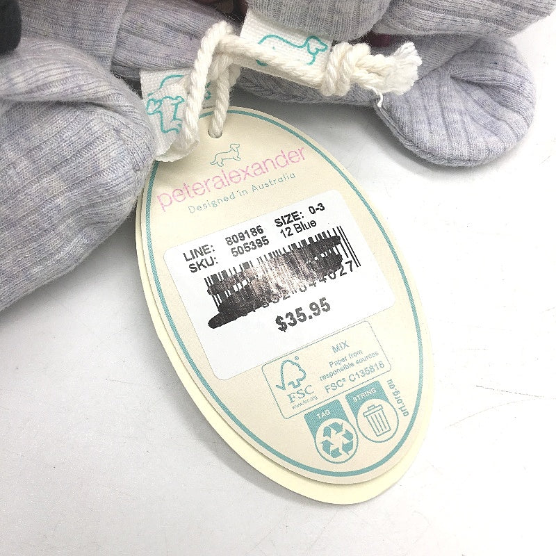 Peter Alexander Organic Blue Beanie and Booties Set Babies Size 0-3 Months NEW