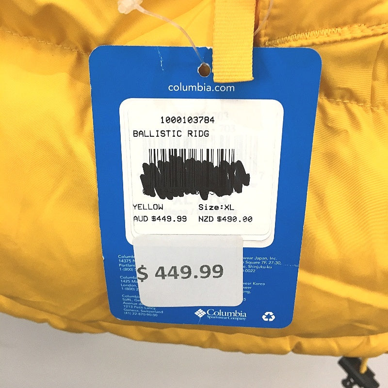 Columbia Ballistic Ridge Oversized Gold OmniHeat Puffer Jacket Mens Size XL DEMO