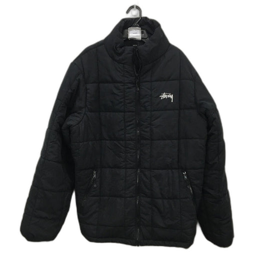 Stussy Quilted High Neck Black Zip Through Puffer Jacket Mens Size Large NEW