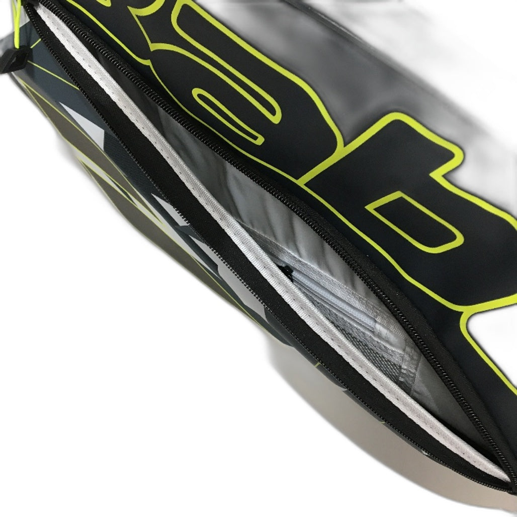 Babolat 2023 58L Pure Aero 6 Racquet Tennis Bag in Grey and Neon Yellow DEMO