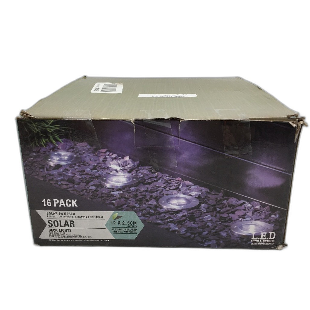 16 Pack Solar Powered Warm Temp Circular Outdoor Deck Lights 12x2.5cm NEW