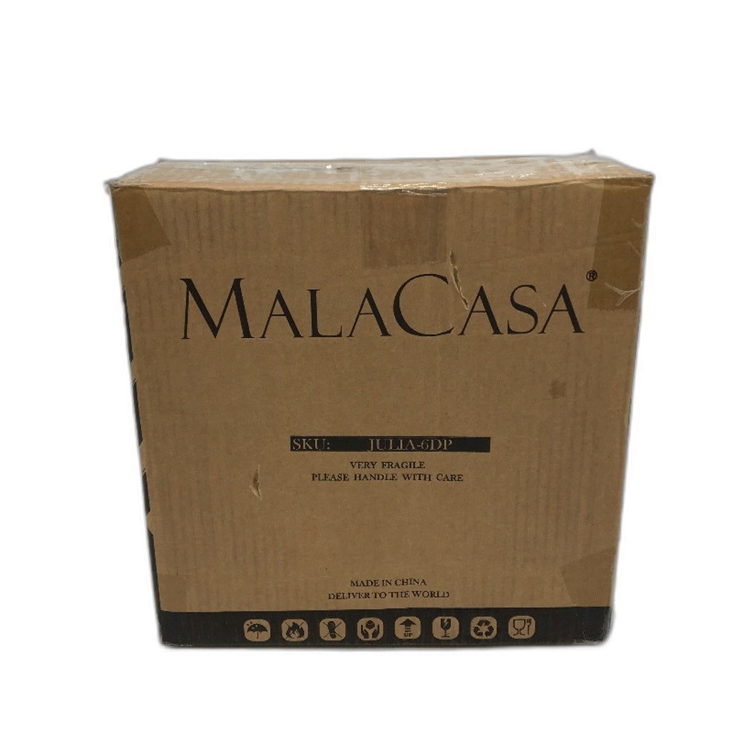 MALACASA 6 Piece Julia Series Square Porcelain Dinner Plate Set in White NEW