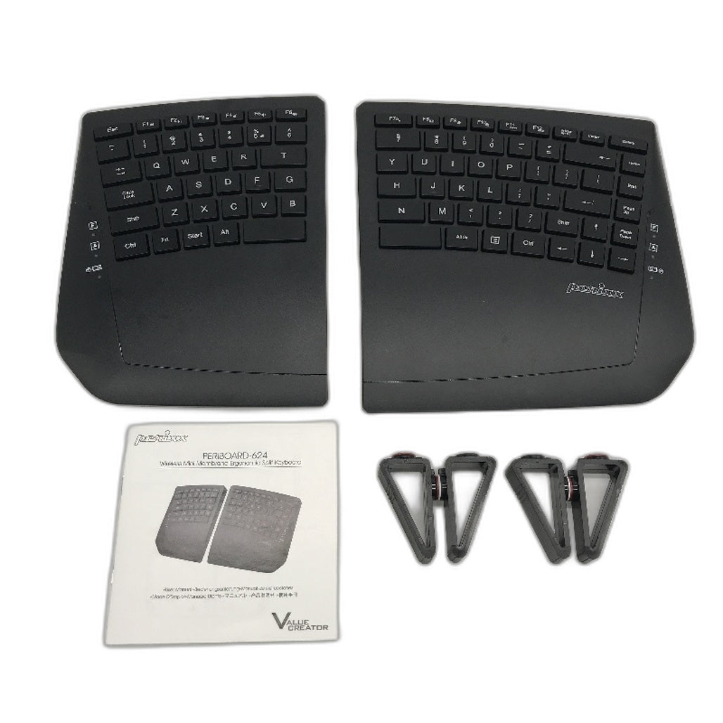 Perixx Periboard 624 Wireless 65% Mini Membrane Ergonomic Split Keyboard NEW
