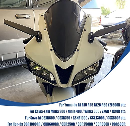 1 Pair Motorcycle Rearview 360 Degree Rotating Flat Side Mirrors NEW