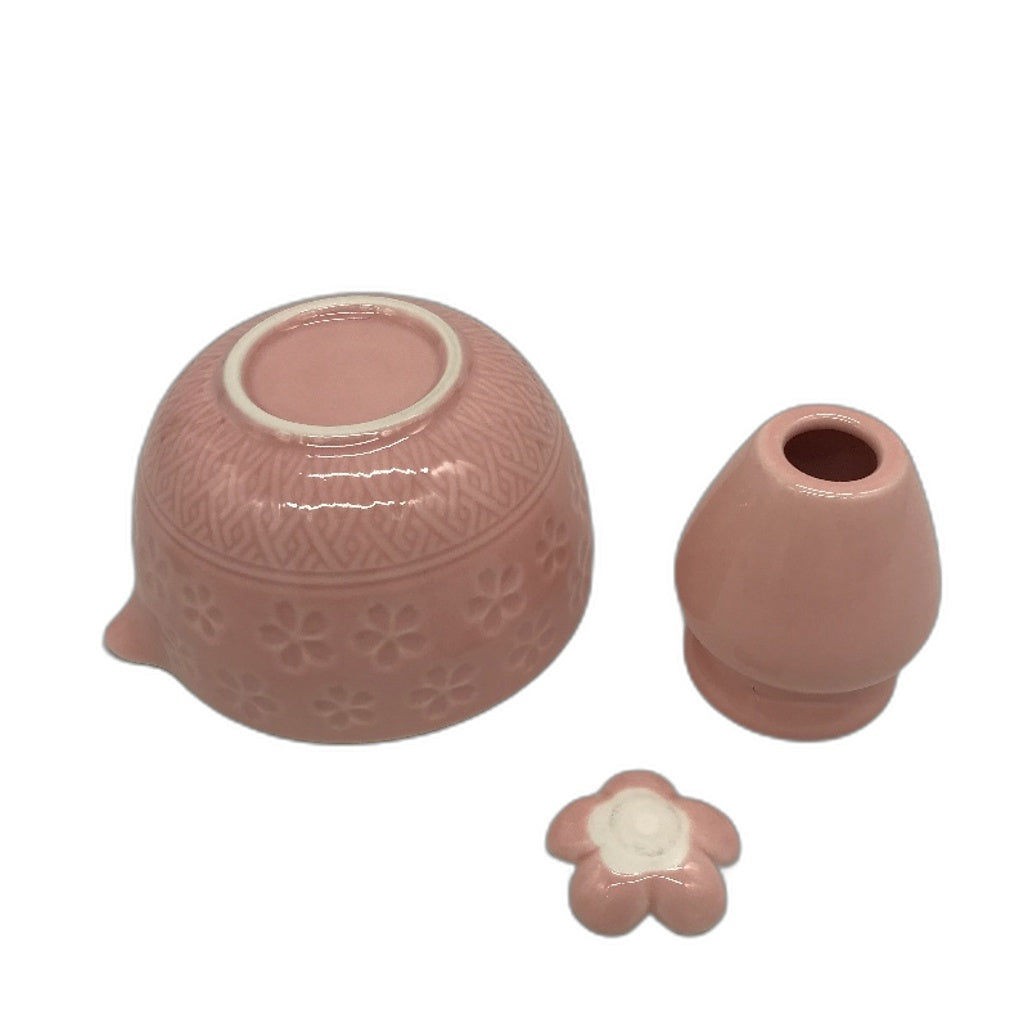 8 Piece Ceremonial Matcha Making Green Tea Set in Cherry Blossom Pink NEW