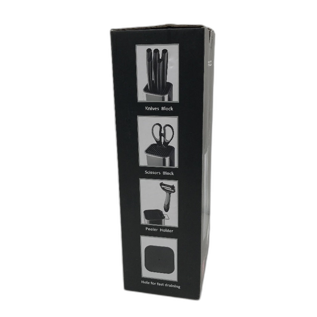 RAXCO 10 Piece Black Sharpened Stainless Steel Silver Kitchen Knife Set NEW