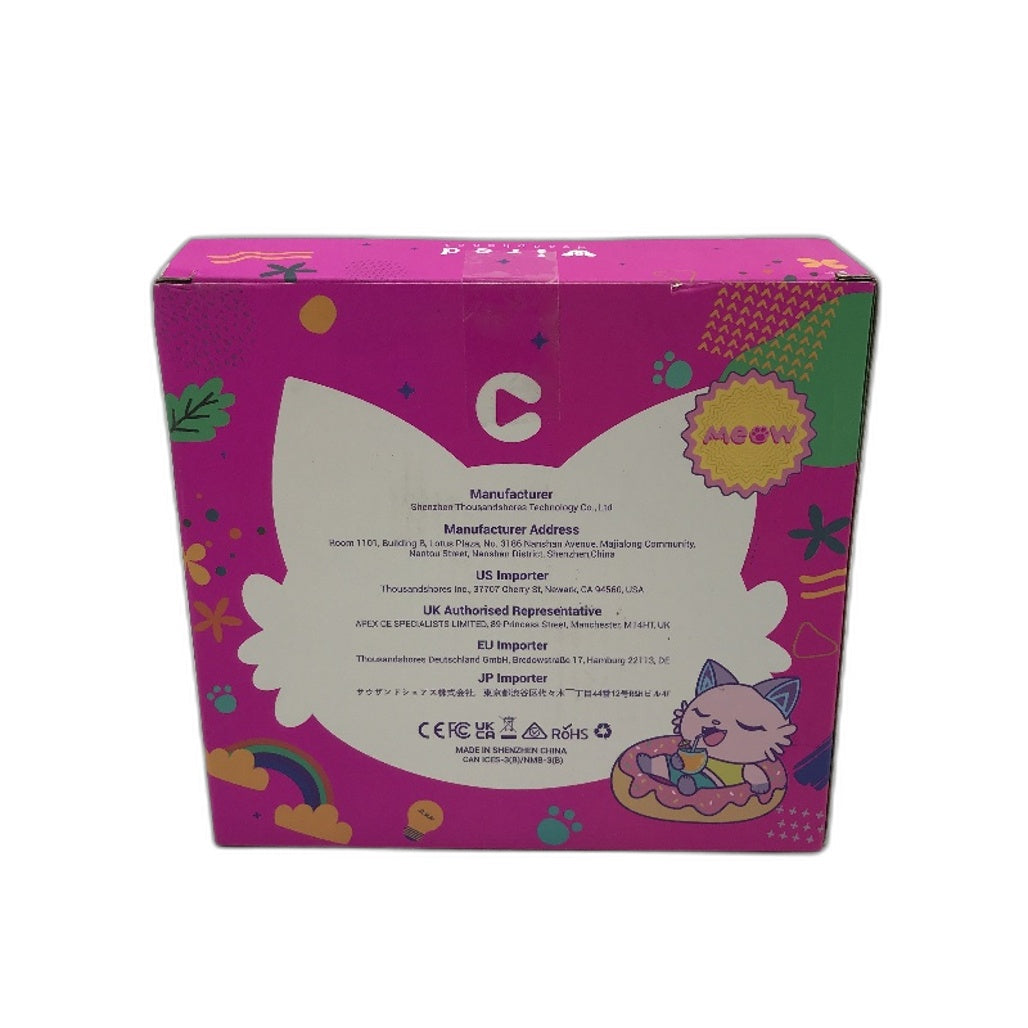 iClever Meow Donut Pink Cat Ear Kids 85dBA Over Ear Wired Headphones NEW