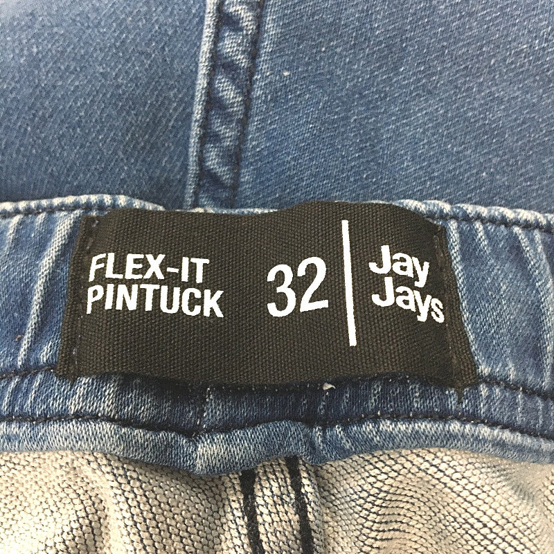 Jay Jays Flex-It Jerry Pintuck Mid Wash Blue Denim Shorts Mens Size 32 NEW