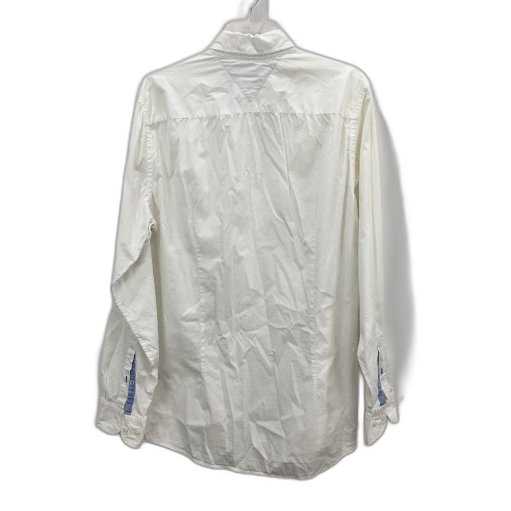 Tommy Hilfiger White Slim Fit Stretch Cotton Blend Long Sleeve Shirt Mens Size L