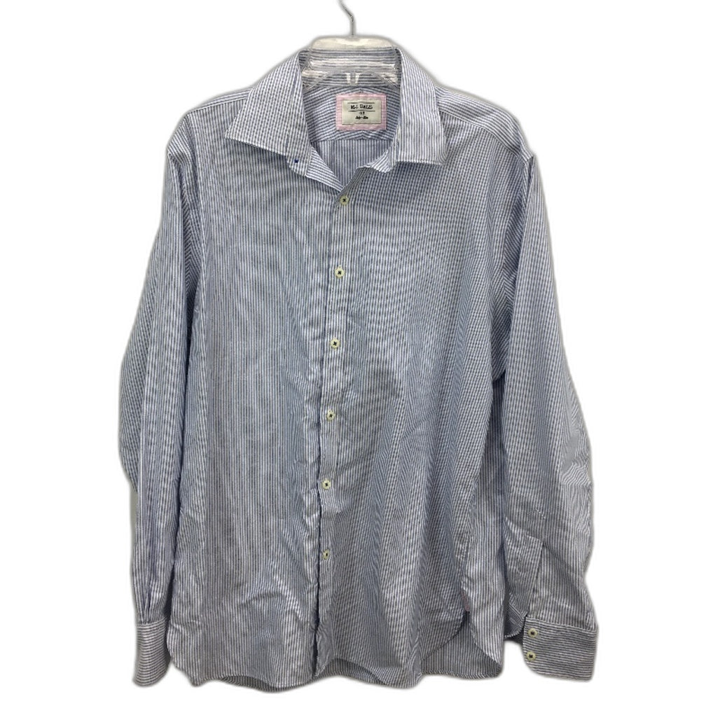 M J Bale Laggan Blue Stripe Super Slim 100% Cotton Long Sleeve Shirt Mens 43