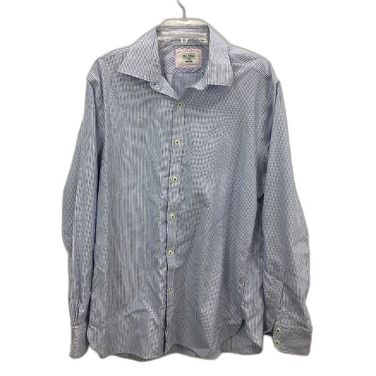 M J Bale Laggan Blue Stripe Super Slim 100% Cotton Long Sleeve Shirt Mens 43