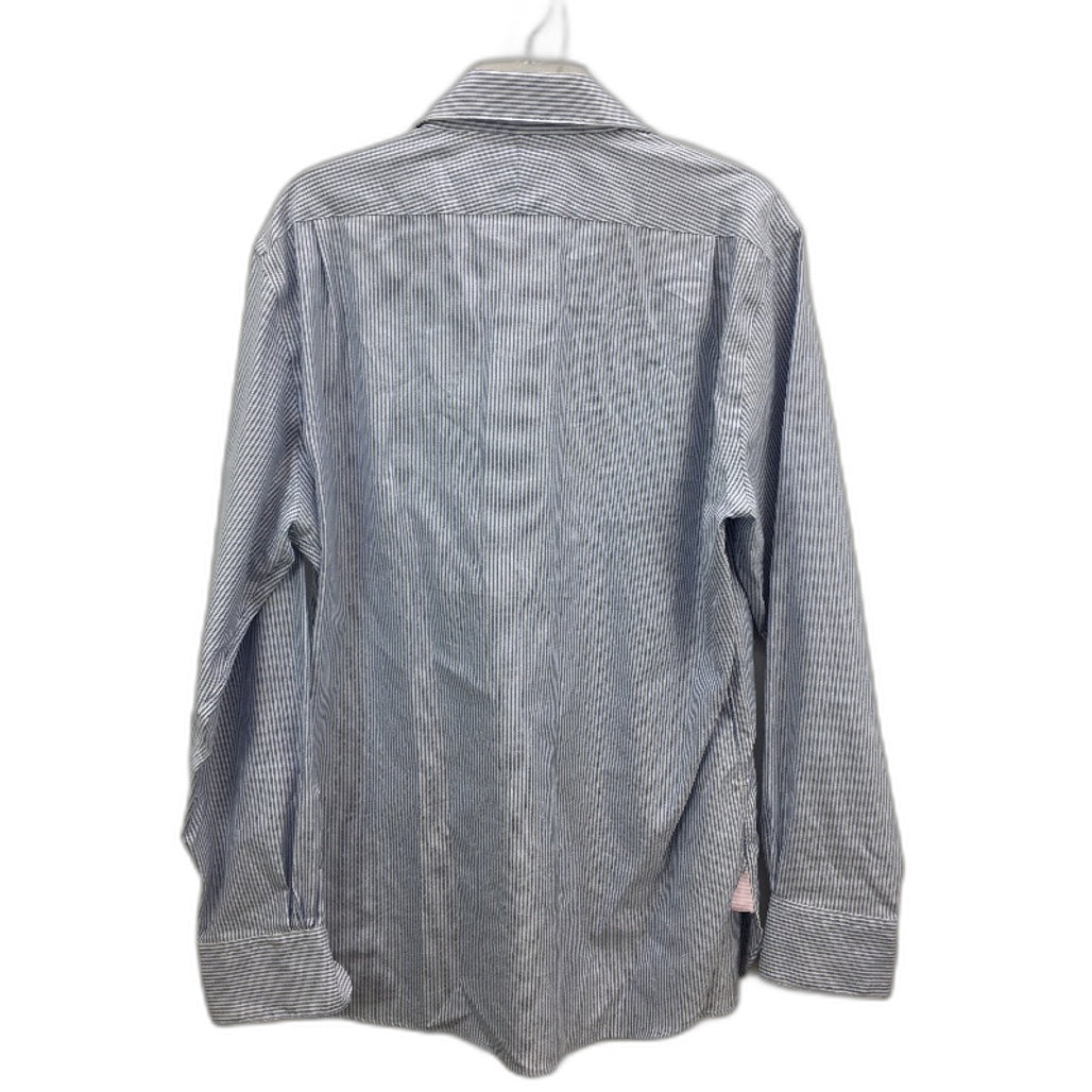 M J Bale Laggan Blue Stripe Super Slim 100% Cotton Long Sleeve Shirt Mens 43