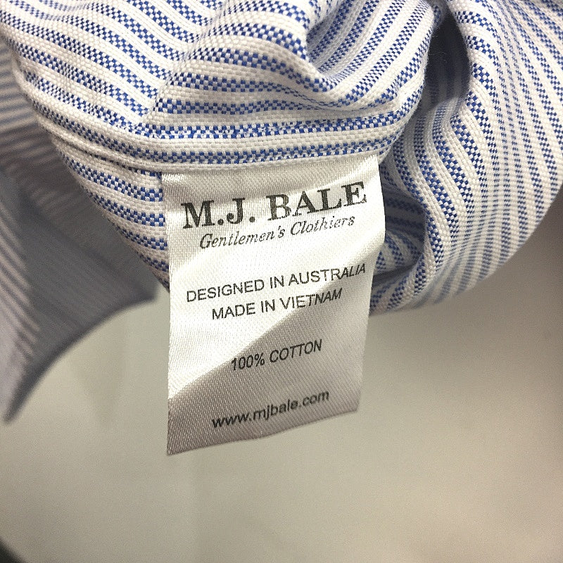 M J Bale Laggan Blue Stripe Super Slim 100% Cotton Long Sleeve Shirt Mens 43