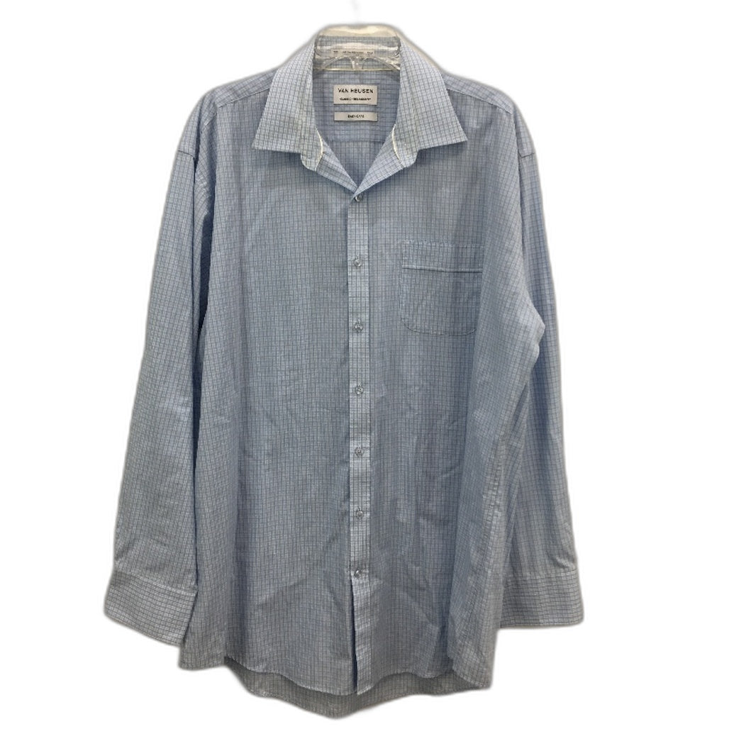 Van Heusen Blue Easy Care Relaxed Fit Long Sleeve Cotton Blend Shirt Mens 44 94