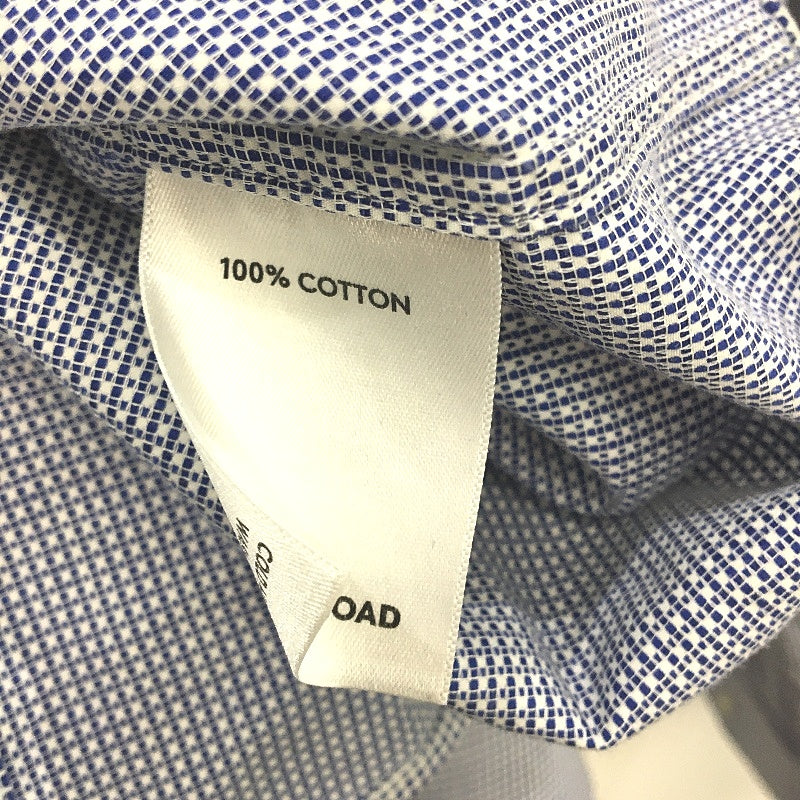 Country Road Navy Mini Check Cotton Long Sleeve Mens Shirt Tailored Fit Size L