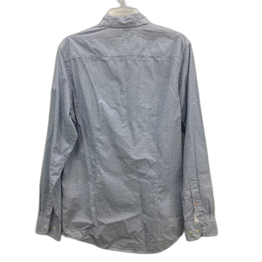 Tommy Hilfiger Blue Patterend Slim Fit 100% Cotton Long Sleeve Shirt Mens Size L