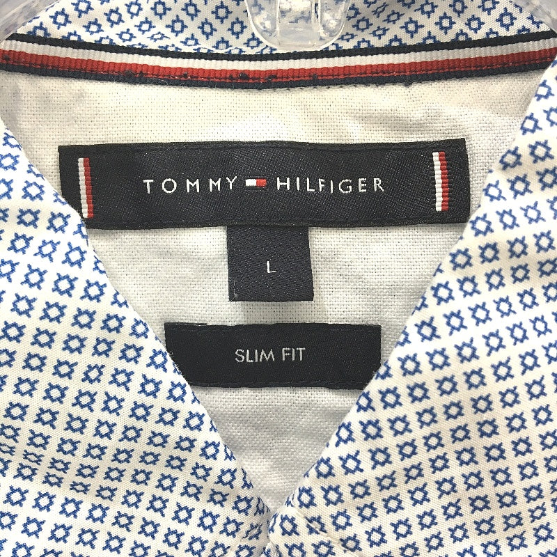 Tommy Hilfiger Blue Patterend Slim Fit 100% Cotton Long Sleeve Shirt Mens Size L