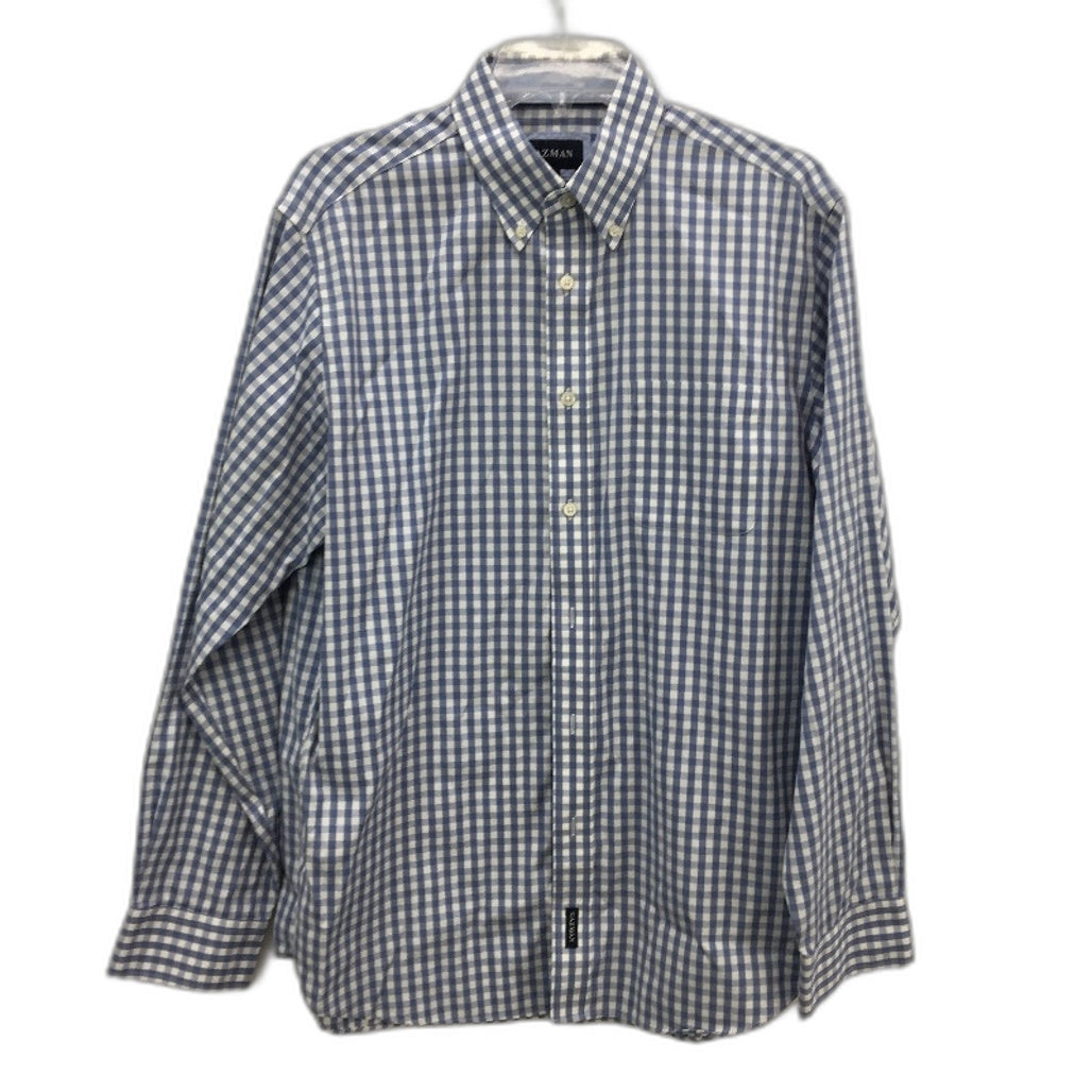 Gazman Blue & White Check 100% Cotton Long Sleeve Shirt Mens Size Medium