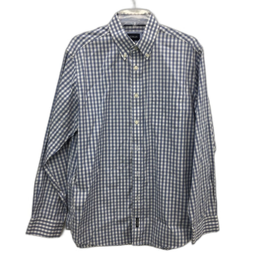 Gazman Blue & White Check 100% Cotton Long Sleeve Shirt Mens Size Medium