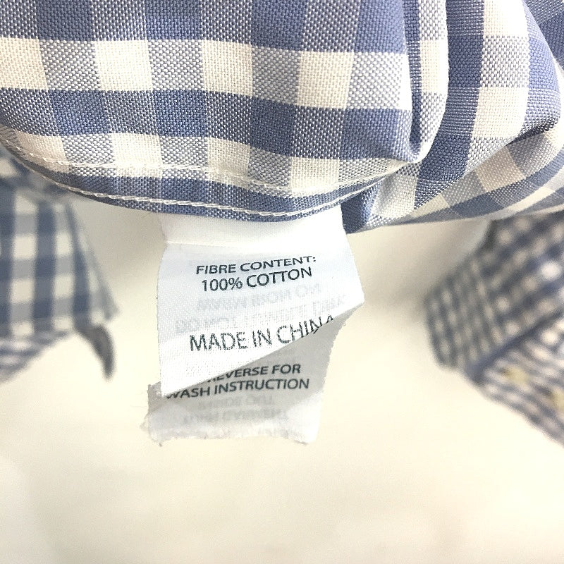 Gazman Blue & White Check 100% Cotton Long Sleeve Shirt Mens Size Medium